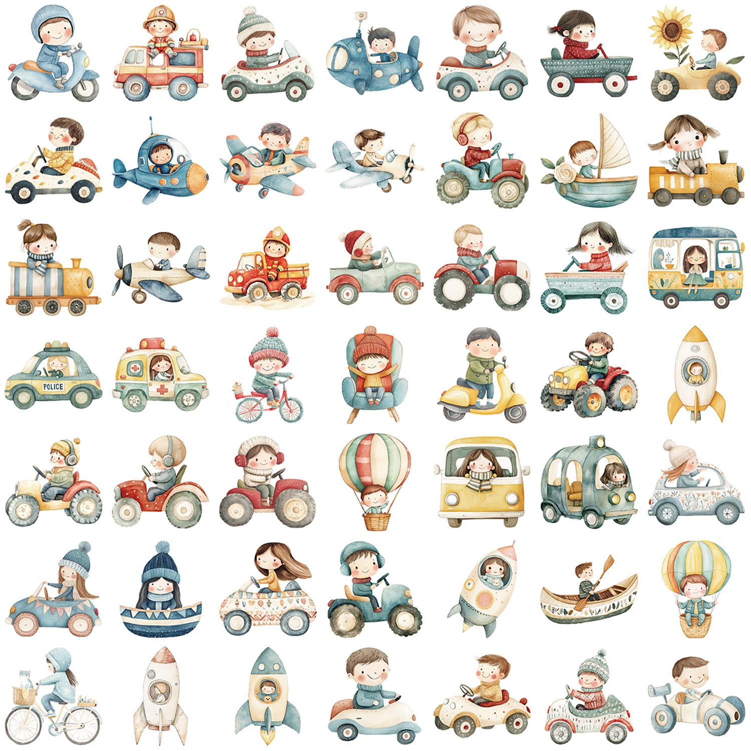 

50 Cartoon Vehicle Graffiti Stickers for Guitar, Notebook and Suitcase DIY Waterproof Decoration