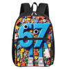Colorful Number 67 Print Square Front Pocket Backpack Large Capacity for Boy/Girls Best Gift 2D Cartoon Children's School Bag