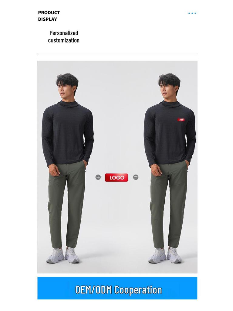 Bird House Men's Long Sleeve Hooded Fitness Wear - Loose Fit Elastic Muscle Training T-Shirt