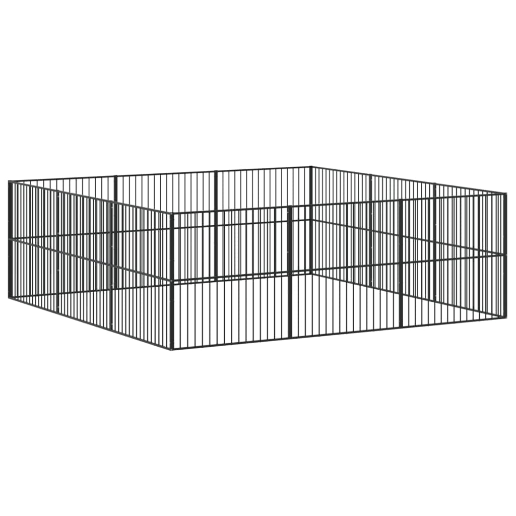 Vidaxl Dog Playpen, 12 Panels, Black, Galvanized Steel