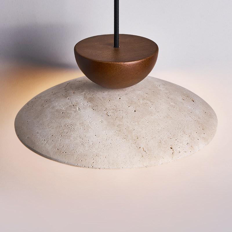 IWHD Wabi Sabi Stil LED Pendelleuchte Möbel Wohnzimmer Schlafzimmer Zubehör Gelber Travertin Hängeleuchte Hängeleuchte