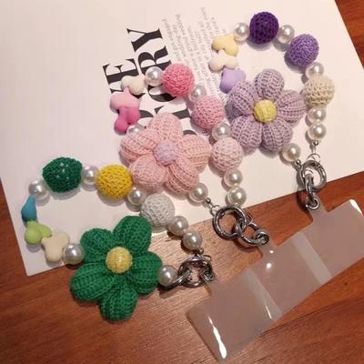 Short Handmade Wool Flower Love Bag Bead Pendant Internet Celebrity Mobile Phone Lanyard Portable Chain Lanyard
