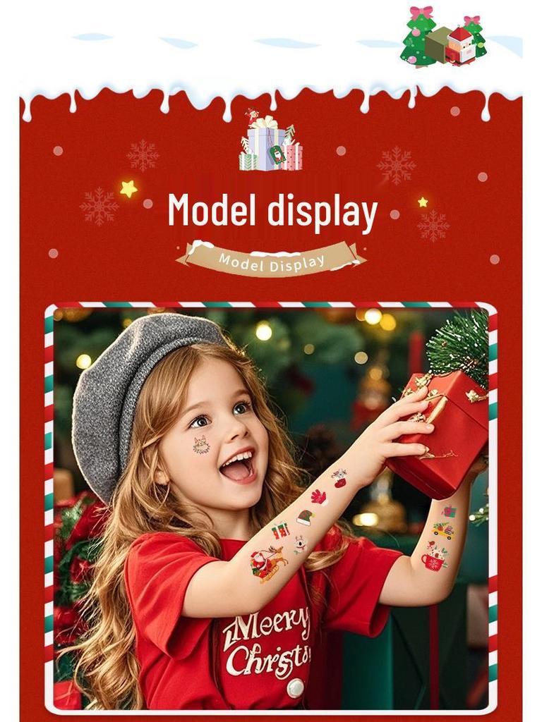 Festive Waterproof Cartoon Christmas Tattoo Stickers for Kids