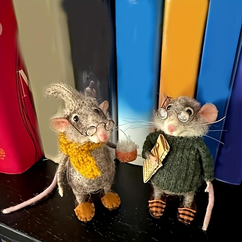 Handmade Cute Needle Felted Mouse Toy DIY Felt Animal Craft for Kids and Adults