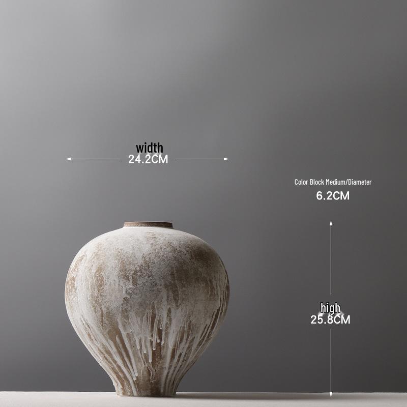 Modern Minimalist Retro Wabi-Sabi Zen Pottery Vase - Large Ceramic Decor for Home or Hotel