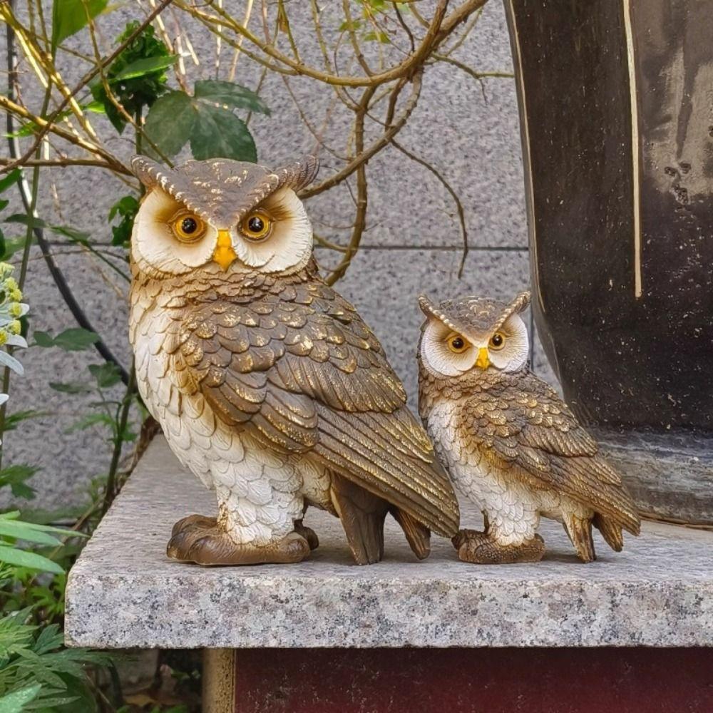 Simulated Animal Sculpture Vivid Bird Miniature Figurine Cute Owl Statue Bookshelf