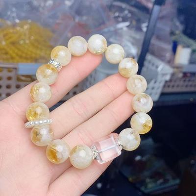 Citrine and Sugar Cube Bead Bracelet: Simple, Versatile, Fashionable, Exquisite Style for Men and Women.
