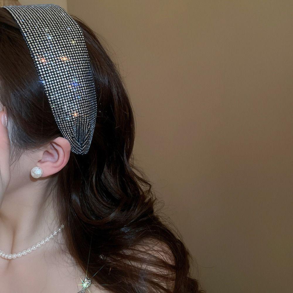 Headwear Rhinestone Headband Shiny Blingbling Hair Hoop Hair Accessories Wide Edge Hairband  Daily