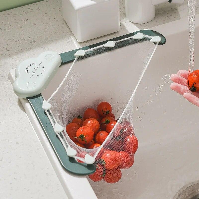 Kitchen Sink Drain Rack Triangular Leftovers Strainer Holder Anti-Clogging Kitchen Filter Bag Holder