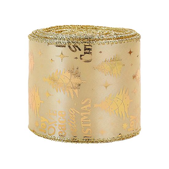 Transluzentes Polyesterband für Schleifen 2,5" x 2,2 Yards Gold Durchsichtig Weihnachtsbaumdekoration und Geschenkverpackung Verpackung, Netzstoff DIY Bastelarbeiten Floral