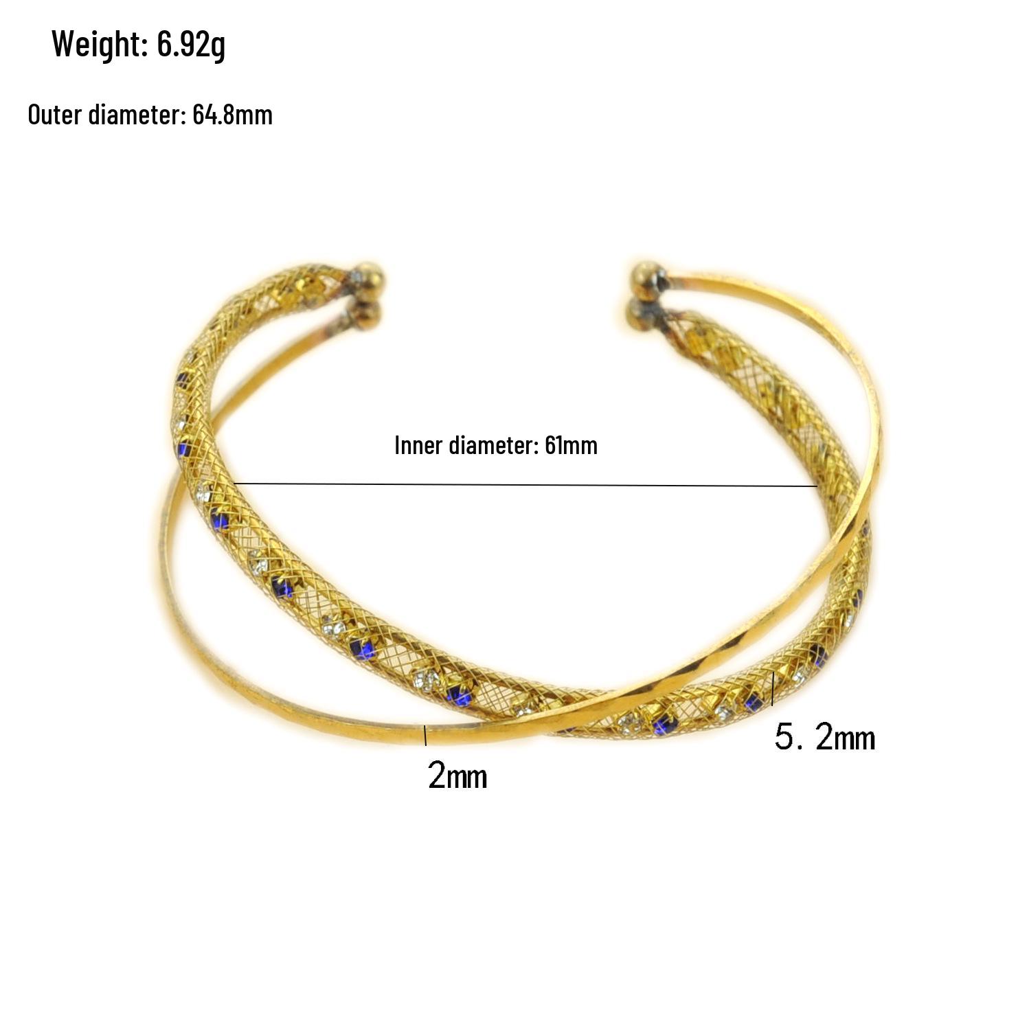 Women s Brass Double Ring Inlaid Diamond Bracelet - Chinese Classical Court Style