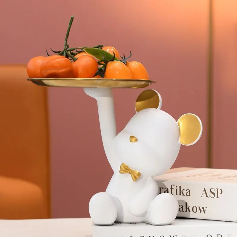 Aesthetic Bear Car Key Tray Violent Bear Storage Holder Mobile Phone Bracket Tray Support Bear Living Room Entryway Decoration