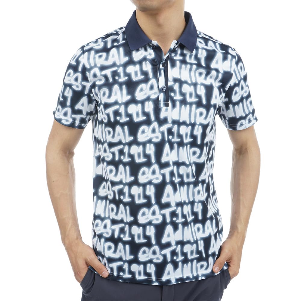 

Мужская футболка поло Admiral Golf ADMA310 темно-синего цвета с принтом логотипа-спрея