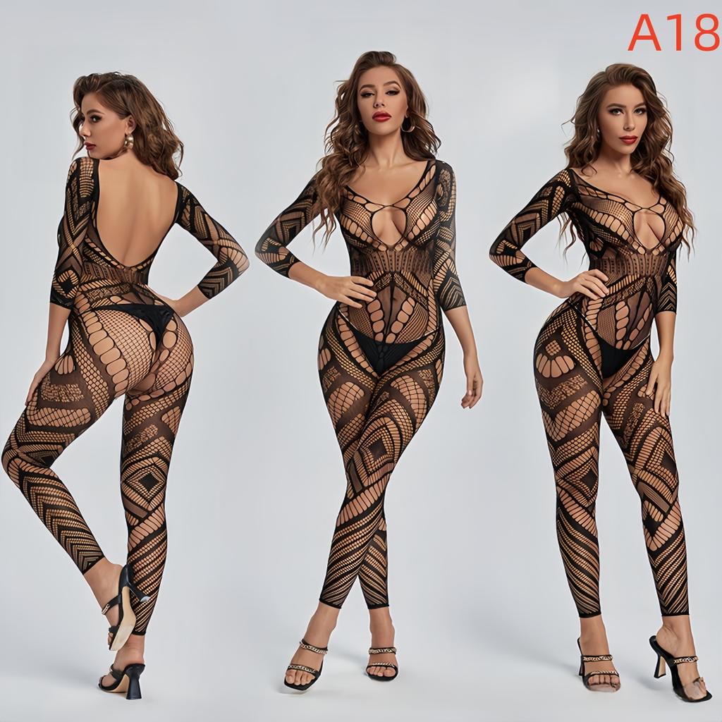 Womens Bodystocking Fishnet Dress Lingerie Open Crotchless Bodysuit Women Underwear See Through Babydolls Sexy Costumes