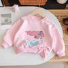 Lovely Sea-maid Themed Cotton Blend Sweatshirt For Girls Machine Washable Top Roun Neck For Daily Adventures  Pink 90-130