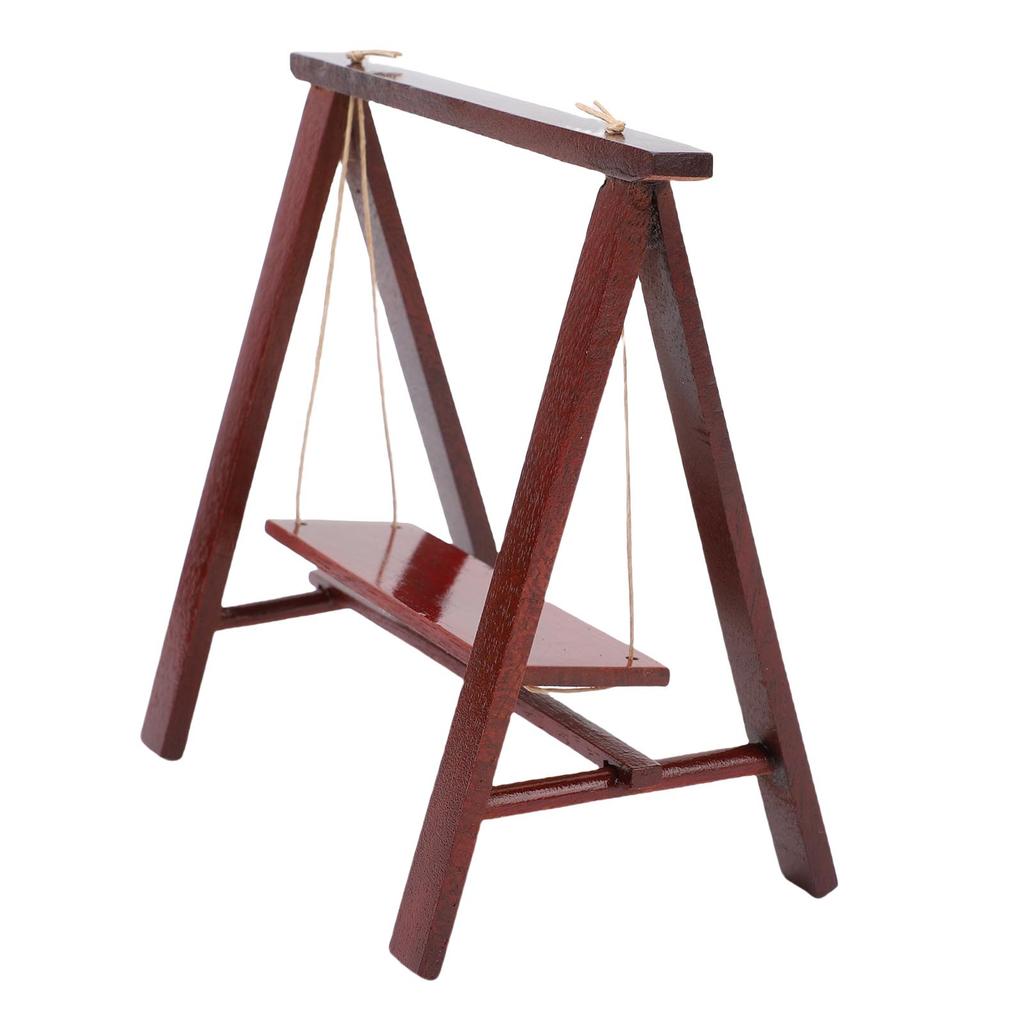 Miniature Dollhouse Swing 1:12 Modeling Figurine Porch Wood Furniture Supplies Mini House Accessories Rosewood Color