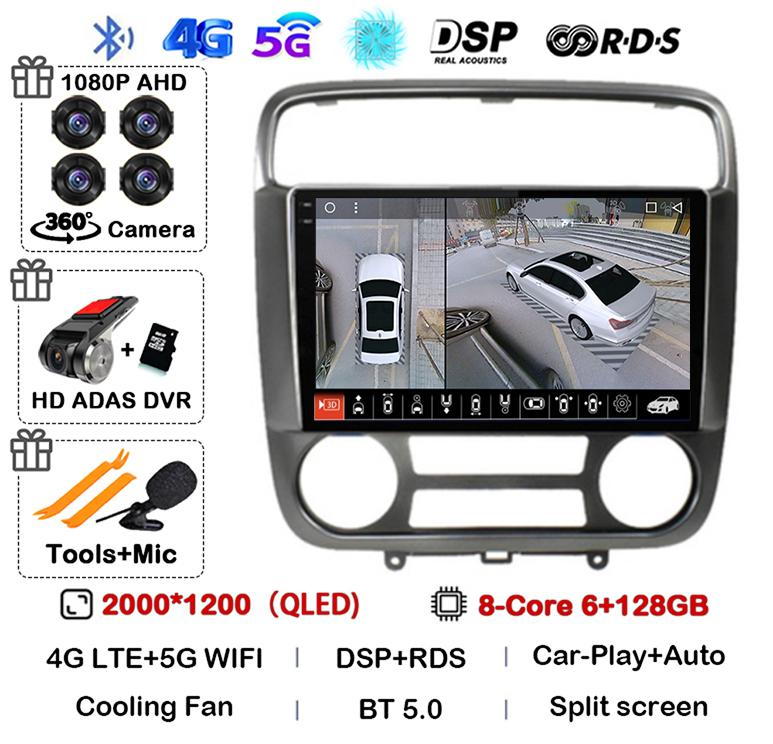 Android 14 Carplay Auto for Honda Stream 2001-2004 MT/AT 2din Car Radio Stereo Multimedia Video Player Audio Navigation GPS WIFI