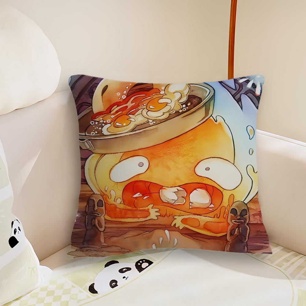 Anime Calcifer H-Howls M-Moving C-Castle Cushion Cover Living Room Headboard Office Bedroom Cushion Sofa Nap Time Pillow Case