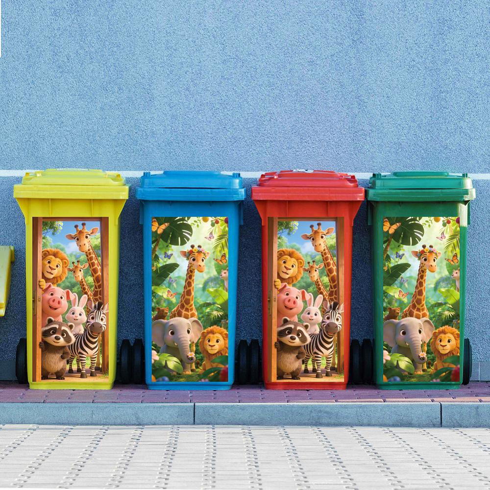 PVC Stickers Self-adhesive Decorative Stickers Decals for Trash Decoration Animals 820x380mm 2pcs/set