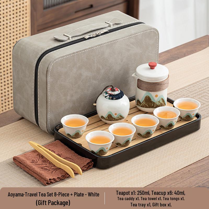 Portable Ceramic Kung Fu Tea Set - Travel Quick Cup for Office or Outdoor Use, Ideal Business Gift