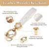 Leather Wristlet Keychain Inch Car Key Chain Holder with Key Ring and Key Neck Wristband Unisex ID Badge Card Wallet White [uxcell] 5.5 Anti-Loss