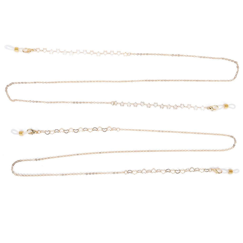 2pcs Hollow Heart Star Pattern Eyeglass Chains Reading Eyeglass MouthMuffle Lanyard