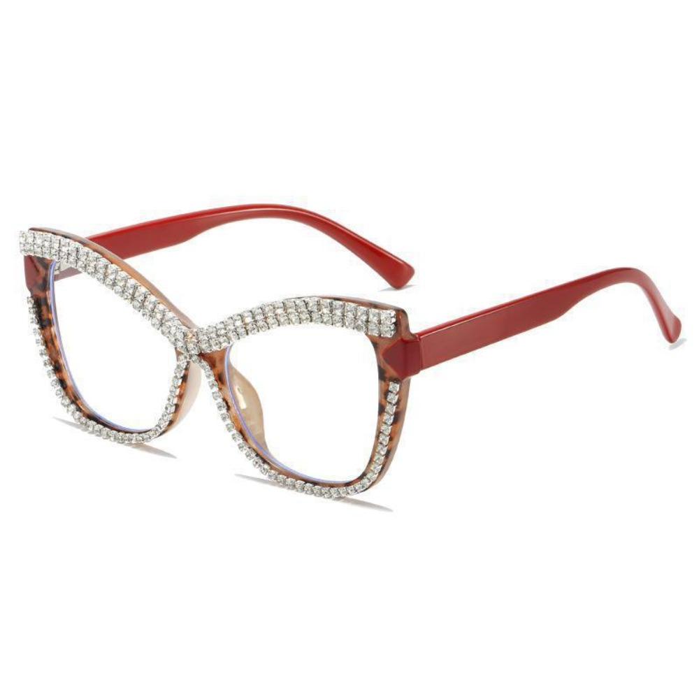 INS Rhinestone Glasses Luxury Large Frame Eyewear Comfortable To Wear Women Spectacles Selfie