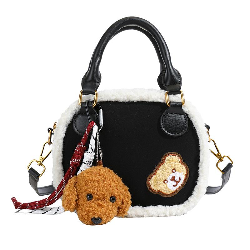 Trendy plush shoulder bag autumn and winter new lamb wool messenger small square bag casual versatile portable women's bag