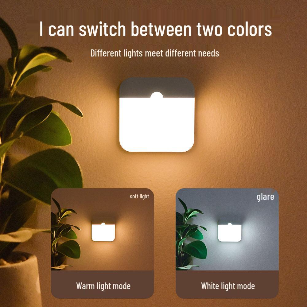 TYPE-C Infrared Sensor Nightlight: Energy-Saving, Portable, Square Night Light for Bedroom and Nighttime Ambience