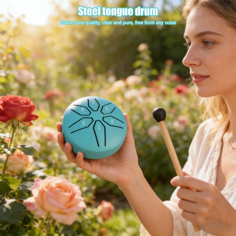 6 Note Mini Steel Tongue Drum 3 Inch Size Promoting Mindful Meditation Stress Relief And Yoga Crafted From Durable Steel