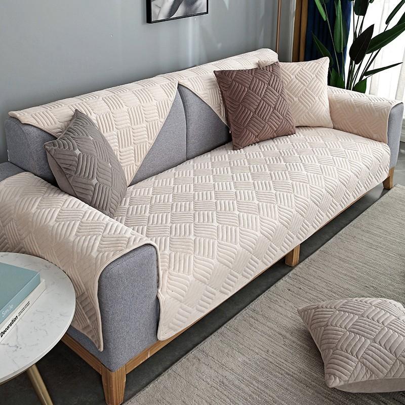 Simple Modern Sofa Cushion Plush Embroidery Winter Non-slip Fabric Seat Cushion Nordic Four-season Universal Sofa Cover Towel