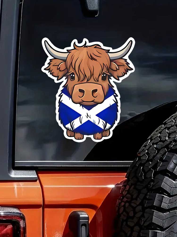Cute Scottish Highland Cow Vinyl Decal Sticker - Durable Waterproof Artwork for Laptops Cars Bins And More Q138