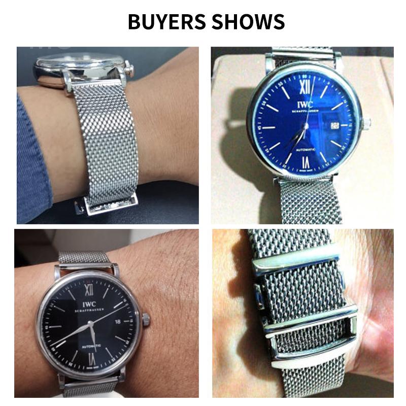 Waterproof Sweatproof Non-rusting Solid Steel Watch Strap for IWC Portofino Series 356501 391033 Woven Mesh Style Strap 20 22mm
