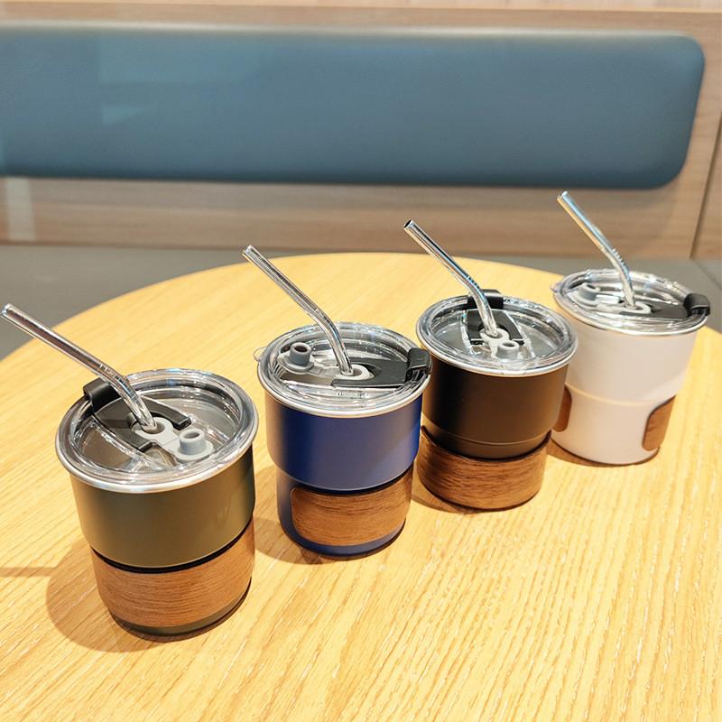 Portable Car Cup With Cover And Straw For Hiking And Travel 304 Stainless Steel