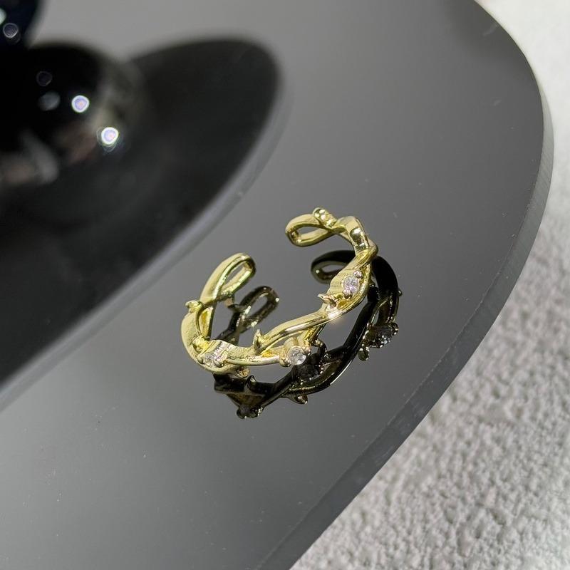 Thorns Series Colored Zir*****Pen Ring Women'S Volleyball Diamond Exquisite Flower Branch Winding Simple Index Finger Ring