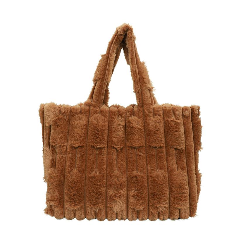 Autumn and winter new textured fashion hand carry plush women's bag casual portable tote bag