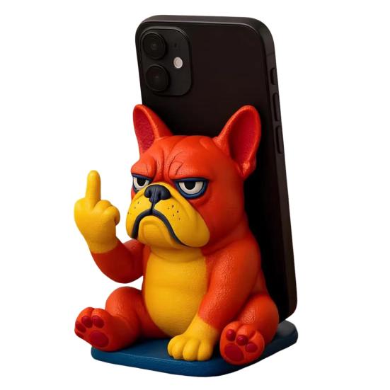 Funny Bulldog Phone Holder Sassy Middle Finger Bulldog Phone Stand Cartoon Dog Cell Phone Stand for Desk All Smartphones
