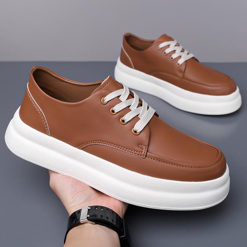 Fashion Men's Breathable Lace-Up Walking Shoes Lightweight Outdoor Sneakers Non-Slip Comfortable Casual Sports Shoes Thick Bottom Flats