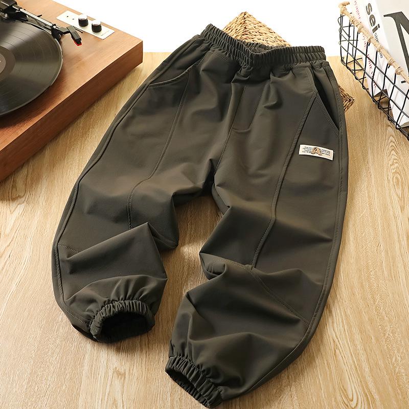 Boys' Fleece-Lined Windproof Trousers: 2025 Autumn/Winter Fashion Sports Pants