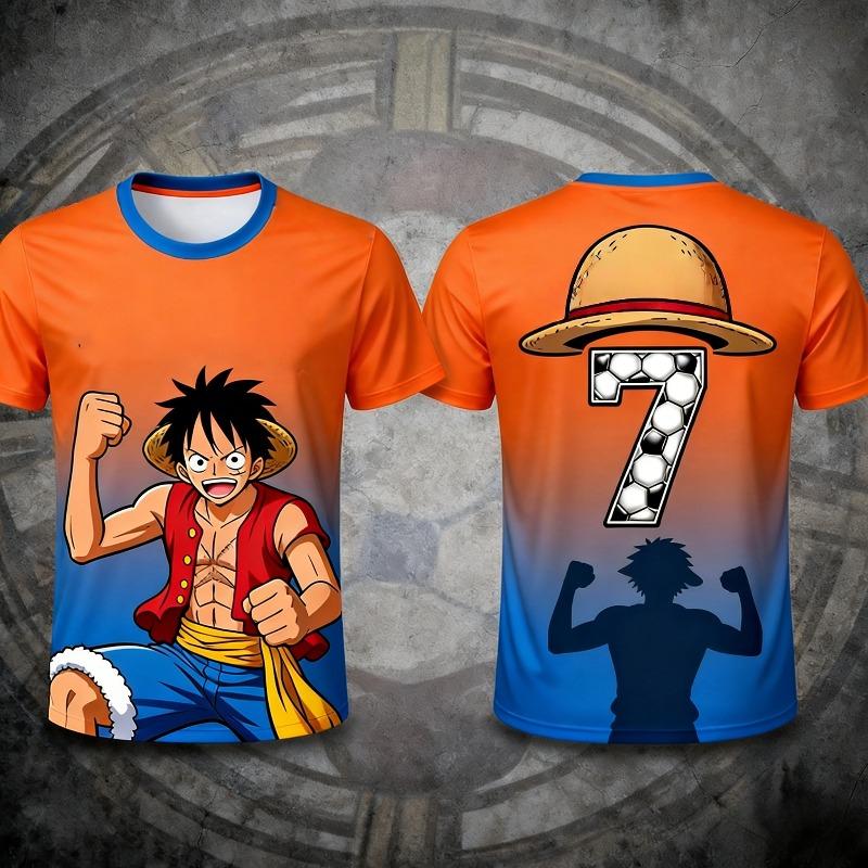 2026 Japanese Anime One Piece Luffy Graphic T-Shirt Football Jersey Sports Dry Men's T-Shirt Kid's Clothing Tee Top