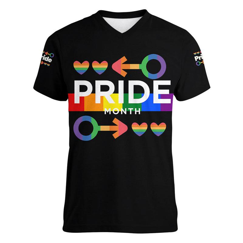 Mode Pride T-Shirt Liebe ist Liebe Regenbogen V-Ausschnitt T-Shirt Straßenfest Kurzarm Oversized T-Shirts