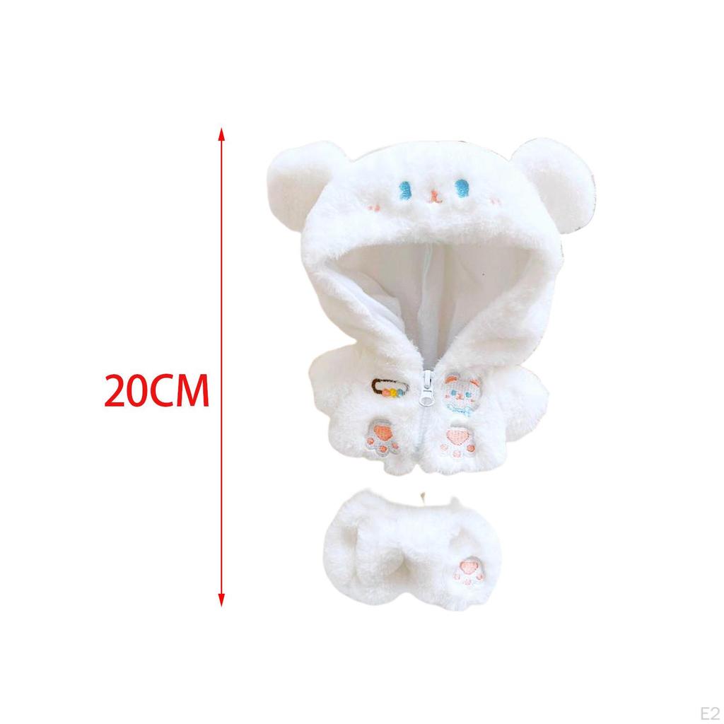 20cm /7.8" Lalka Pluszowe Ubrania, Zestaw Płaszcz na Zamek Błyskawiczny Spodnie, Ręcznie Robione, Przebierz się na Ubrania