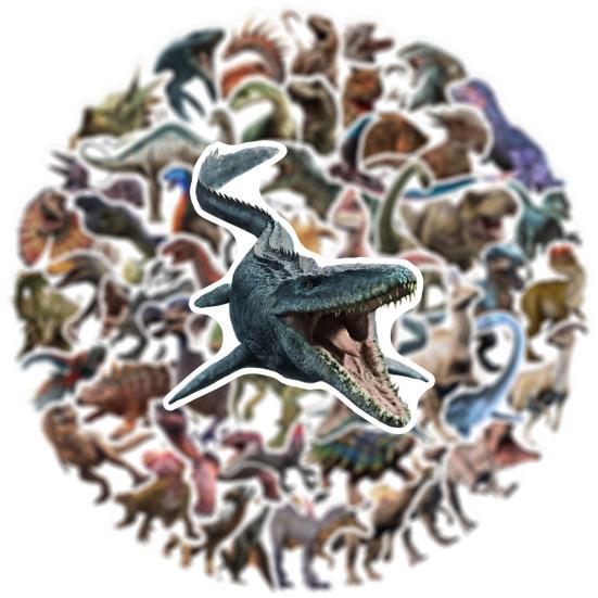 50Pcs/Set Dinosaur Sticker Non-fading Waterproof Self-Adhesive Multiple Patterns Animal Notebook Scooter Storage Box Graffiti Decal Home Appliances