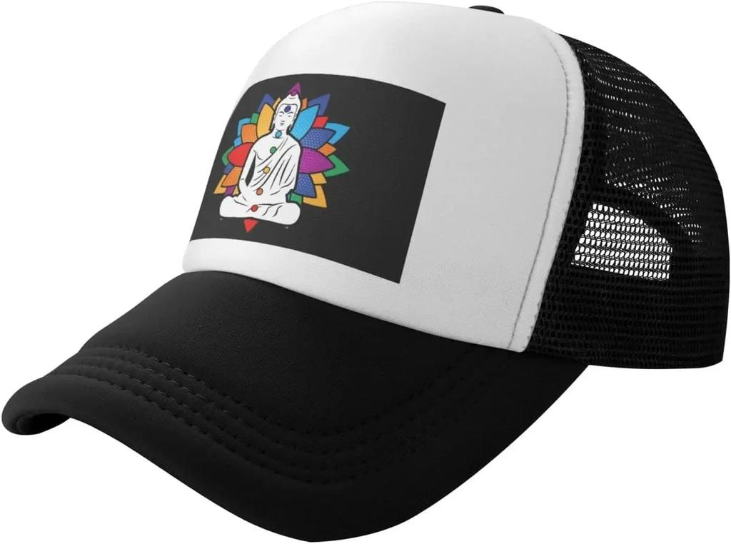 Buddha Chakra Meditation Trucker Hat  Mesh Baseball Snapback Cap for Unisex Or Women Outdoors