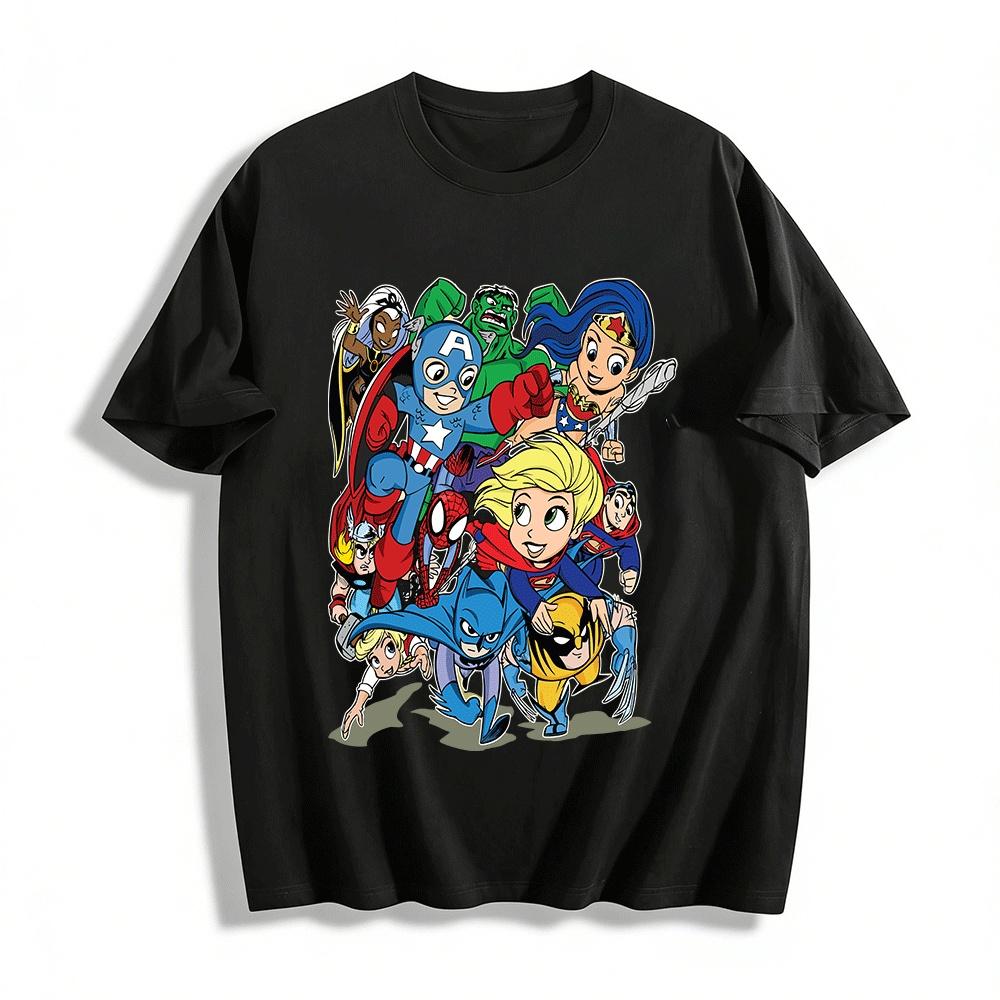 

Cute Marvel DC Super Heroes Assemble Graphic Casual Tee Pure cotton T-shirt XXS