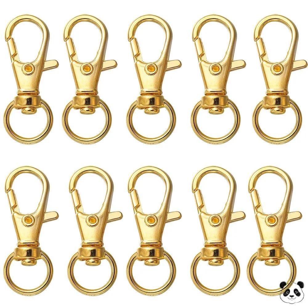 

10pcs Metal Lobster Clasp Keychain Hooks with Split Rings Durable Swivel Snap Hooks for DIY Craft Making Accessories One Size золотой