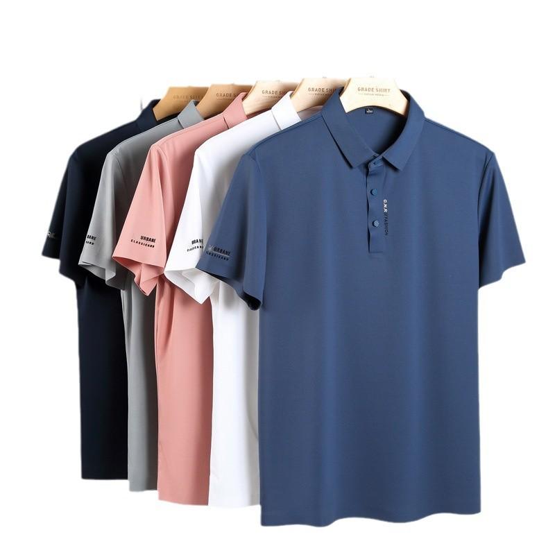 Nahtloses Poloshirt Mit Kurzen Ärmeln, Hochwertiges Herren-T-Shirt, Elastisches, Bügelfreies, Nahtloses Poloshirt Aus Eisseide