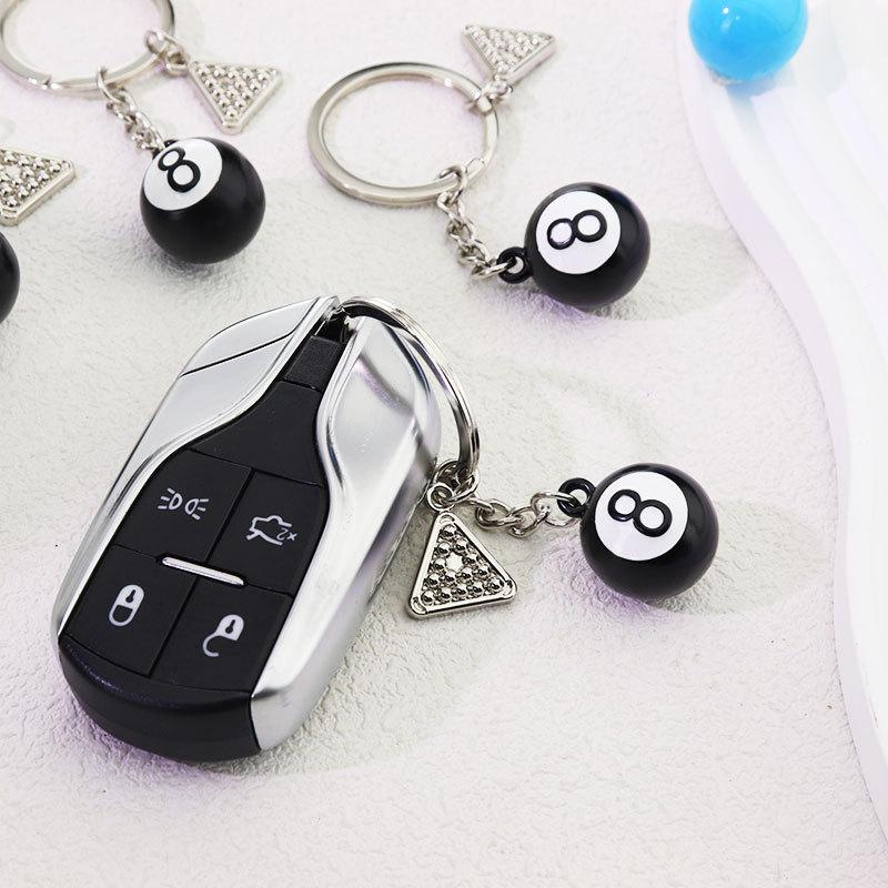 Fashion Creative Billiard Pool Keychain Table Ball Key Ring Lucky Black Key Chain 25Mm Resin Ball Jewelry Gift