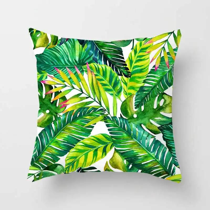 Tropical Plants Cactus Monstera Summer Decorative Throw Pillows Cushion Cover Palm Leaf Green Home Decor Pillowcase