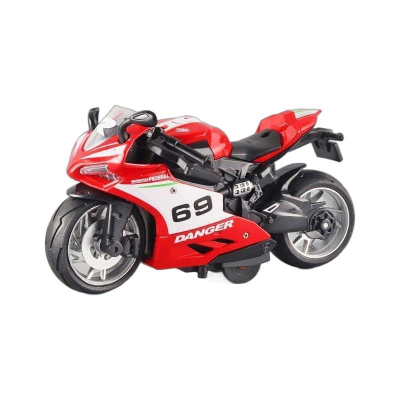 Dreamy Alloy Motorcycle Model 1:12 with Sound & Light Effects - Pull-Back Toy for Kids